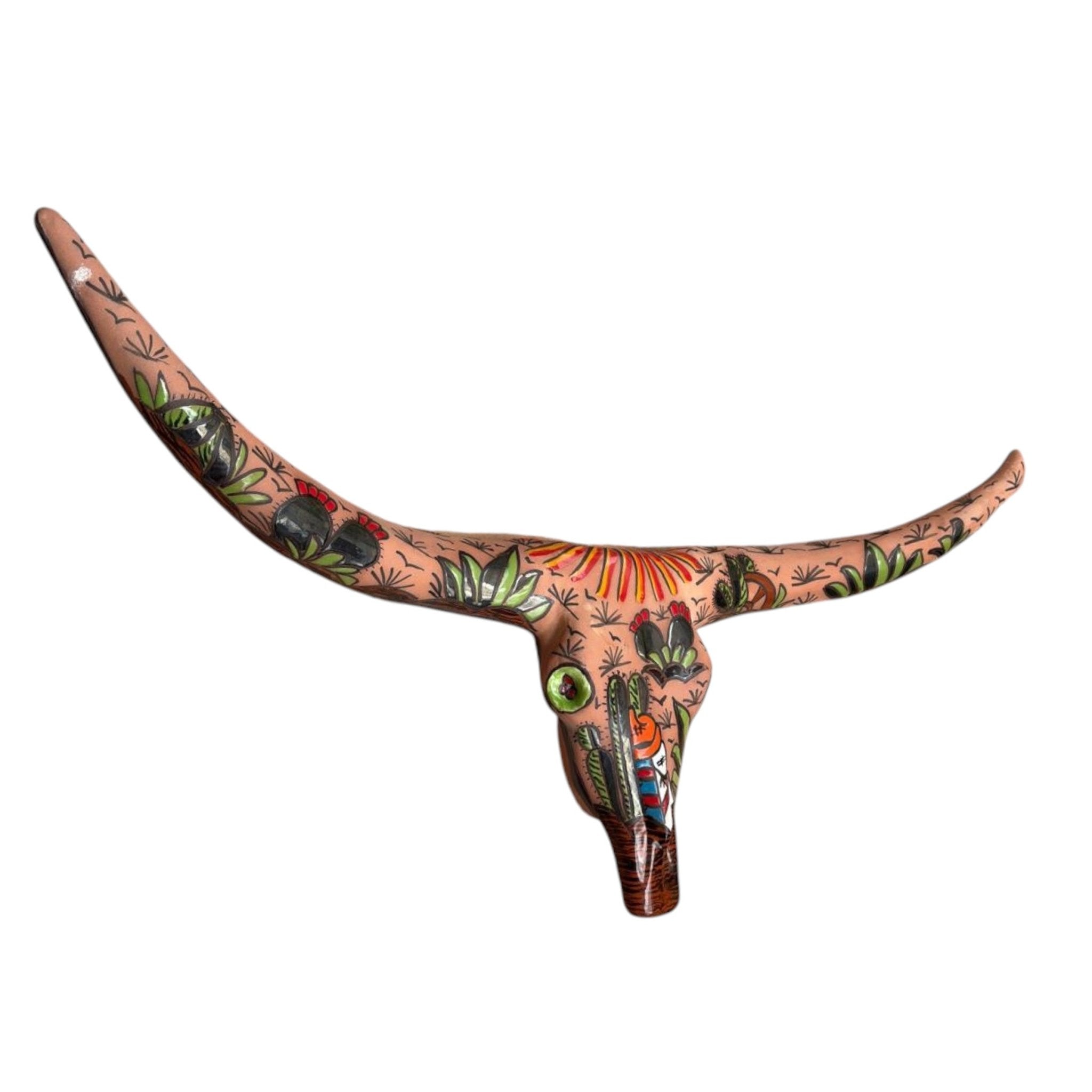 Talavera Longhorn Skull | Terracotta Desert Design Talavera Wall Art La Vie Bien Talavera Longhorn Skull | Terracotta Desert Design