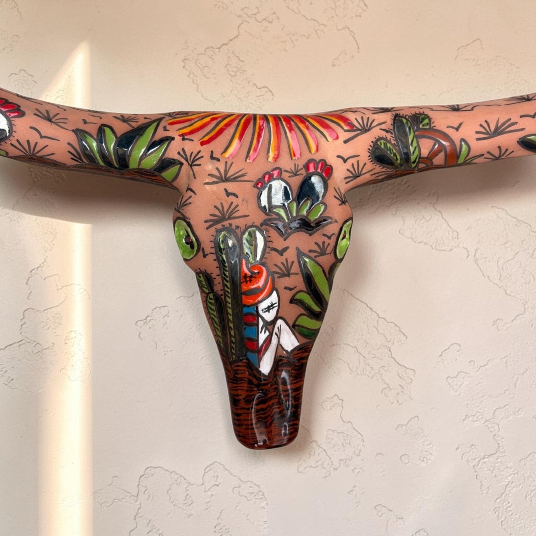 Talavera Longhorn Skull | Terracotta Desert Design Talavera Wall Art La Vie Bien Talavera Longhorn Skull | Terracotta Desert Design