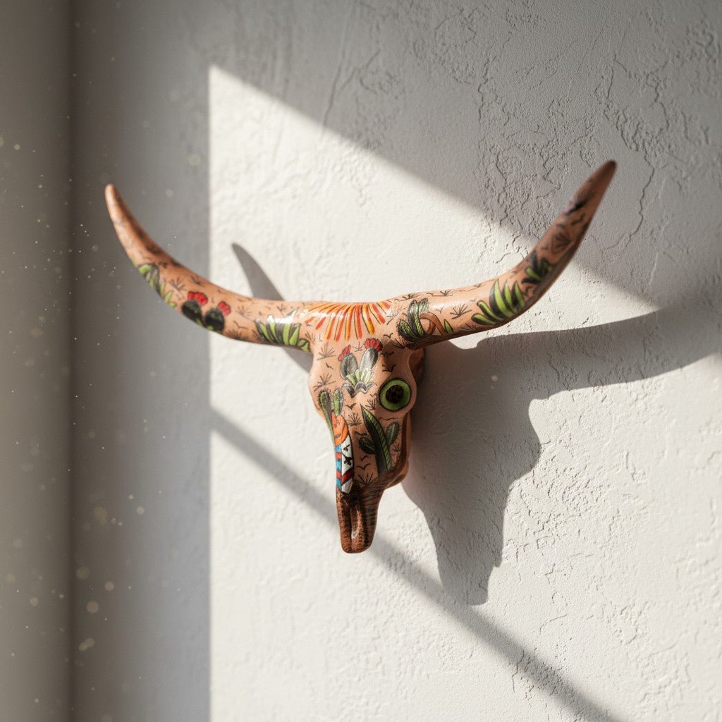 Talavera Longhorn Skull | Terracotta Desert Design Talavera Wall Art La Vie Bien Talavera Longhorn Skull | Terracotta Desert Design