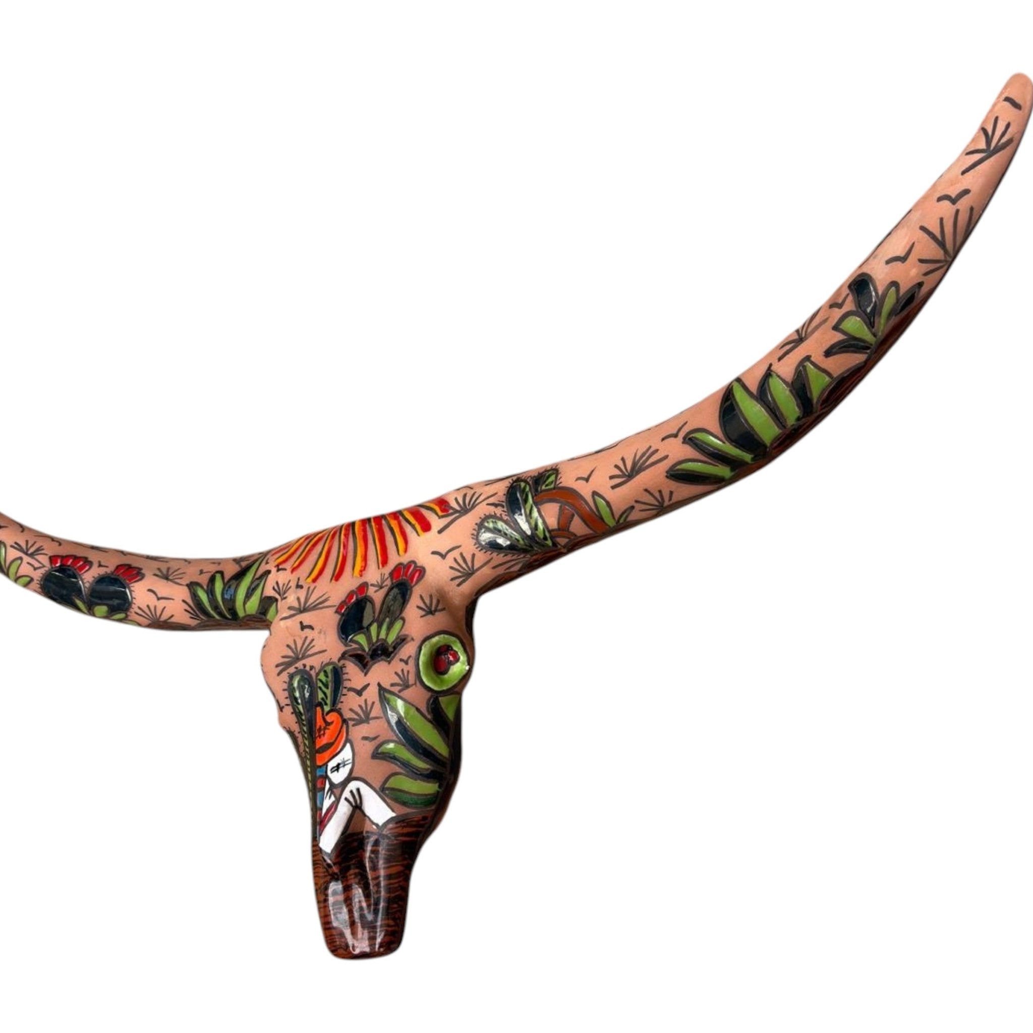 Talavera Longhorn Skull | Terracotta Desert Design Talavera Wall Art La Vie Bien Talavera Longhorn Skull | Terracotta Desert Design