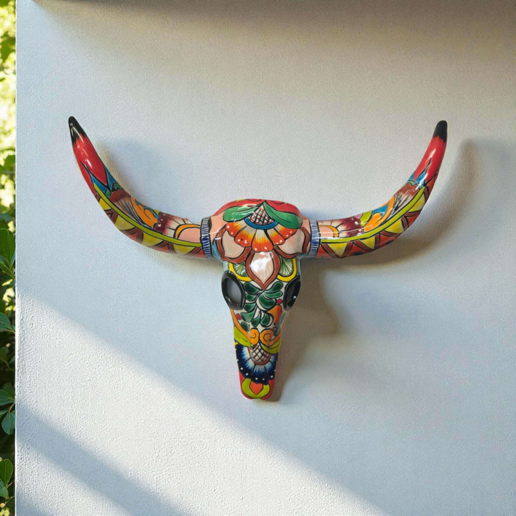 Talavera Longhorn Wall Decor | Handcrafted Mexican Bull Skull Art Talavera Wall Art La Vie Bien Talavera Longhorn Wall Decor | Handcrafted Mexican Bull Skull Art