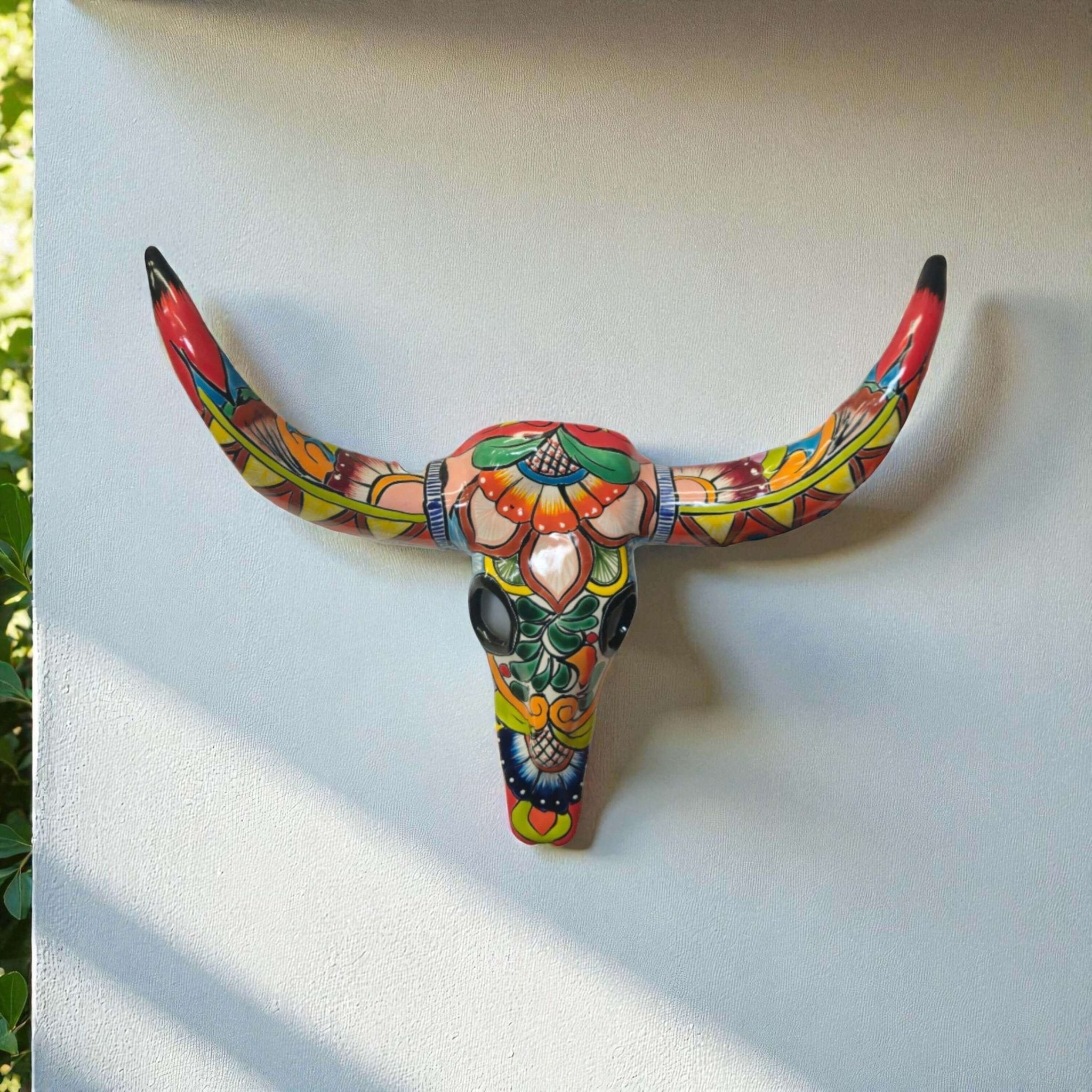 Talavera Longhorn Wall Decor | Handcrafted Mexican Bull Skull Art Talavera Wall Art La Vie Bien Talavera Longhorn Wall Decor | Handcrafted Mexican Bull Skull Art