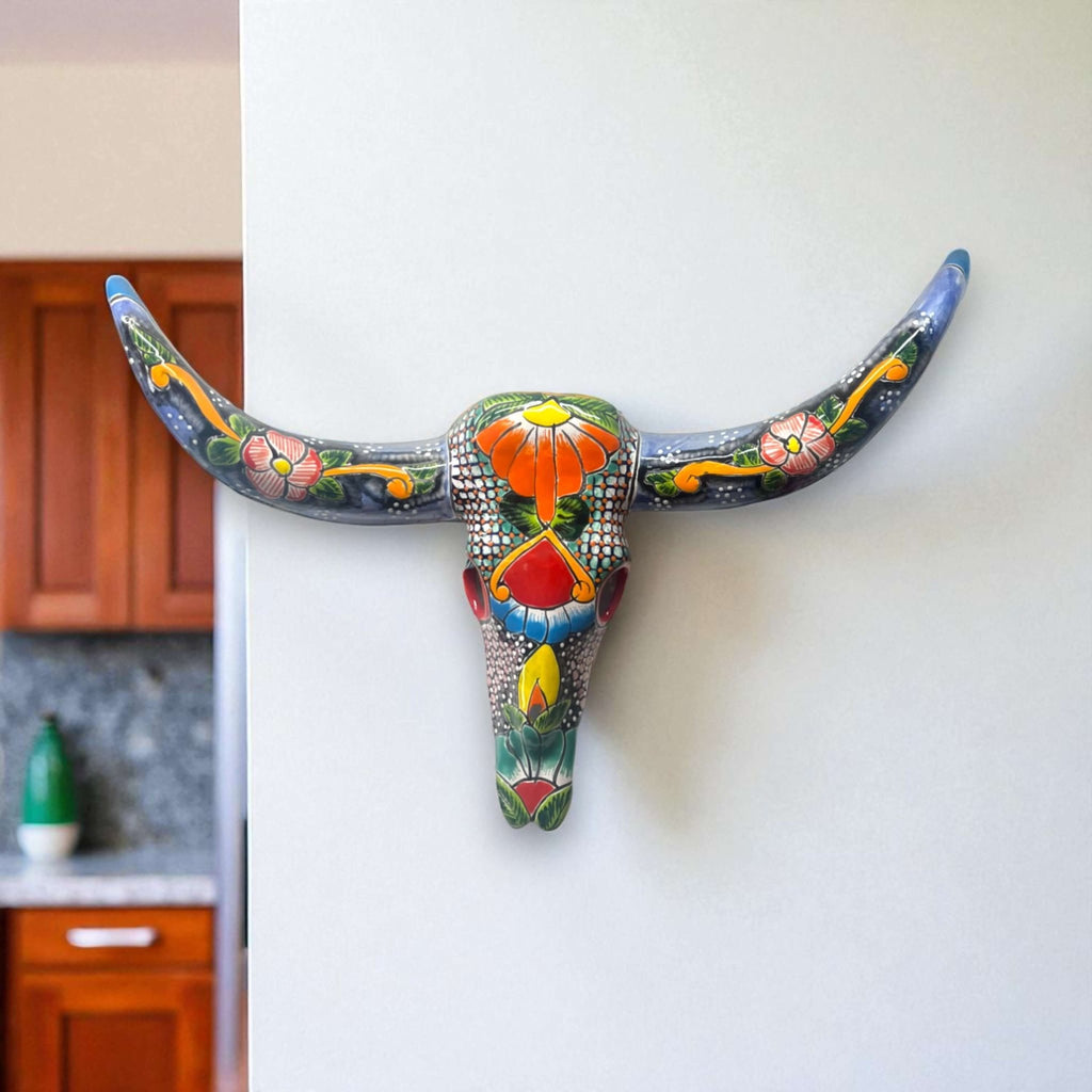 Talavera Longhorn Wall Decor | Handcrafted Mexican Bull Skull Art Talavera Wall Art La Vie Bien Talavera Longhorn Wall Decor | Handcrafted Mexican Bull Skull Art