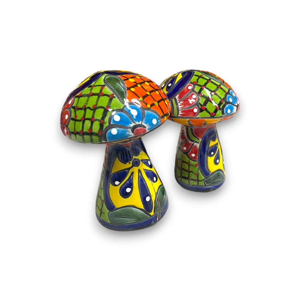 Talavera Mushroom Trio | Colorful Hand-Painted Mexican Garden Decor Talavera Statue La Vie Bien Talavera Mushroom Trio | Colorful Hand-Painted Mexican Garden Decor