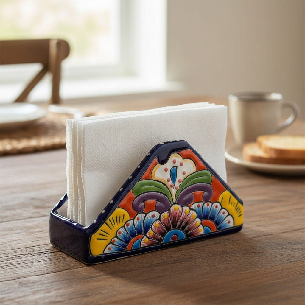 Talavera Napkin Holder | Hand-Painted Mexican Ceramic Decor Talavera Napkin Holder La Vie Bien Talavera Napkin Holder | Hand-Painted Mexican Ceramic Decor