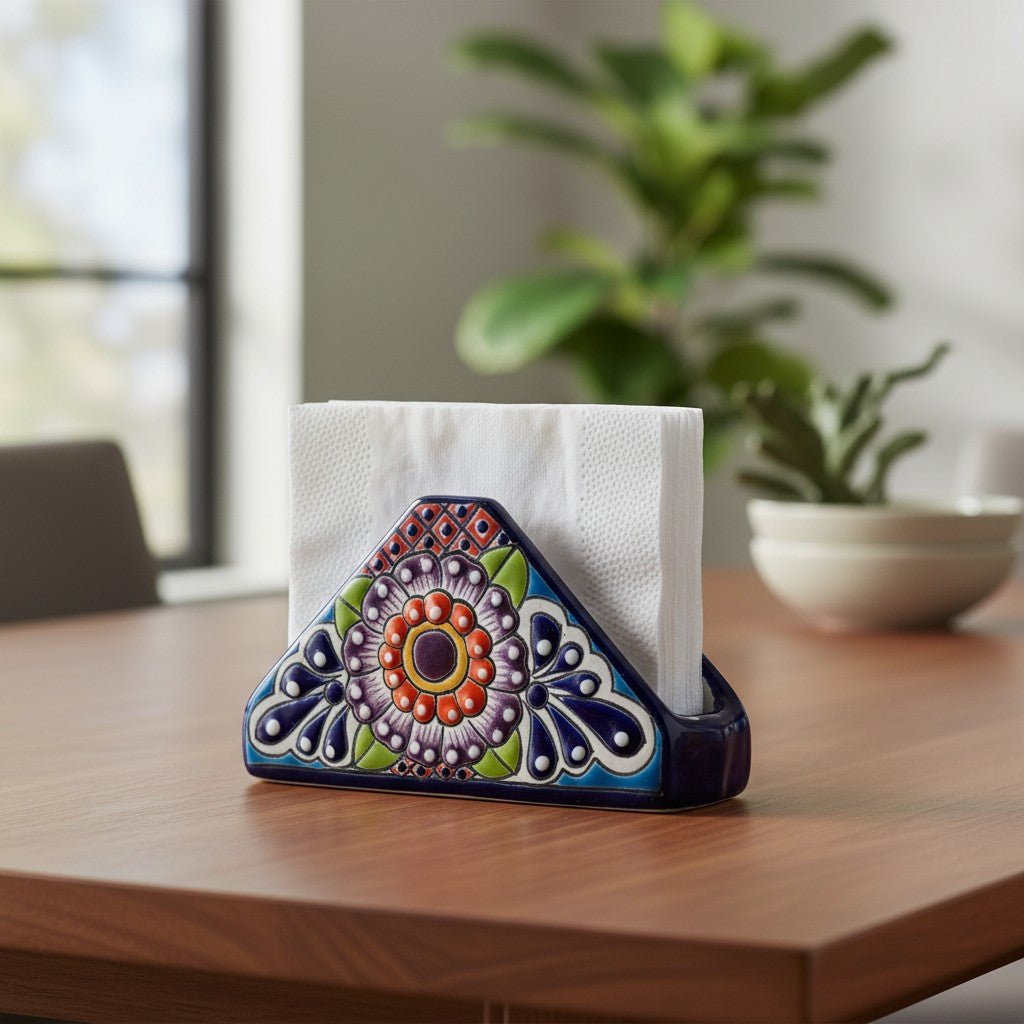 Talavera Napkin Holder | Hand-Painted Mexican Ceramic Decor Talavera Napkin Holder La Vie Bien Talavera Napkin Holder | Hand-Painted Mexican Ceramic Decor