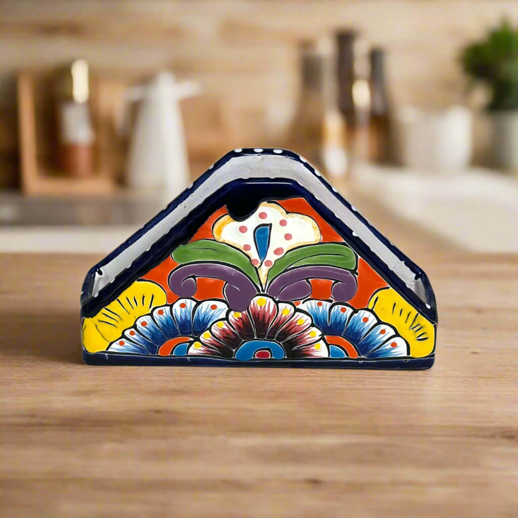 Talavera Napkin Holder | Hand - Painted Mexican Ceramic Decor Talavera Napkin Holder La Vie Bien Talavera Napkin Holder | Hand - Painted Mexican Ceramic Decor
