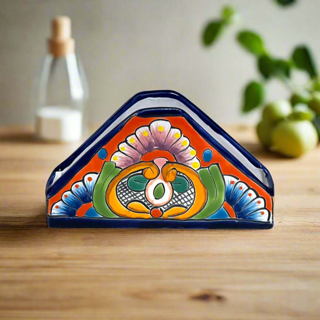 Talavera Napkin Holder | Hand - Painted Mexican Ceramic Decor Talavera Napkin Holder La Vie Bien Talavera Napkin Holder | Hand - Painted Mexican Ceramic Decor