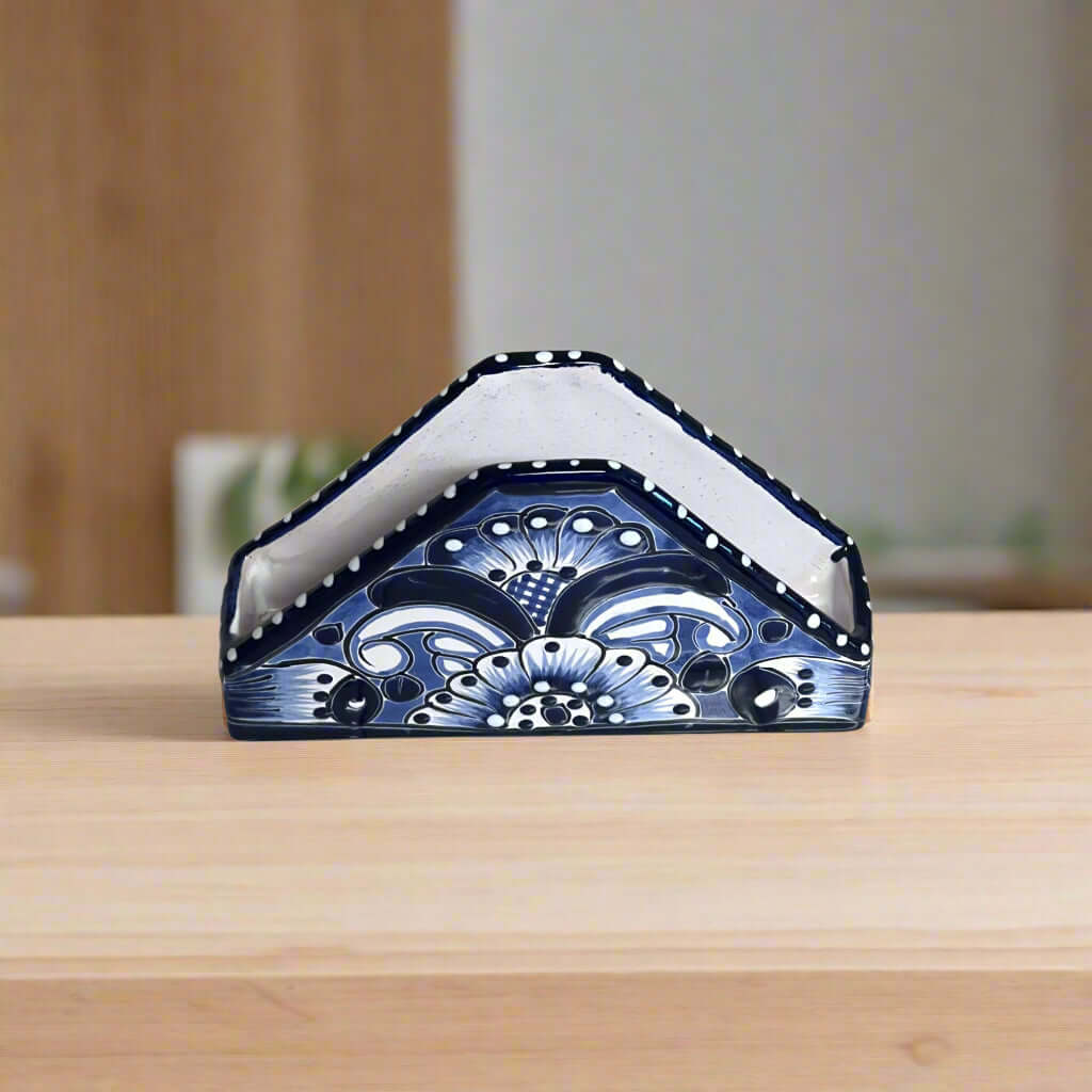 Talavera Napkin Holder | Mexican Blue & White Decor Talavera Napkin Holder La Vie Bien Talavera Napkin Holder | Mexican Blue & White Decor