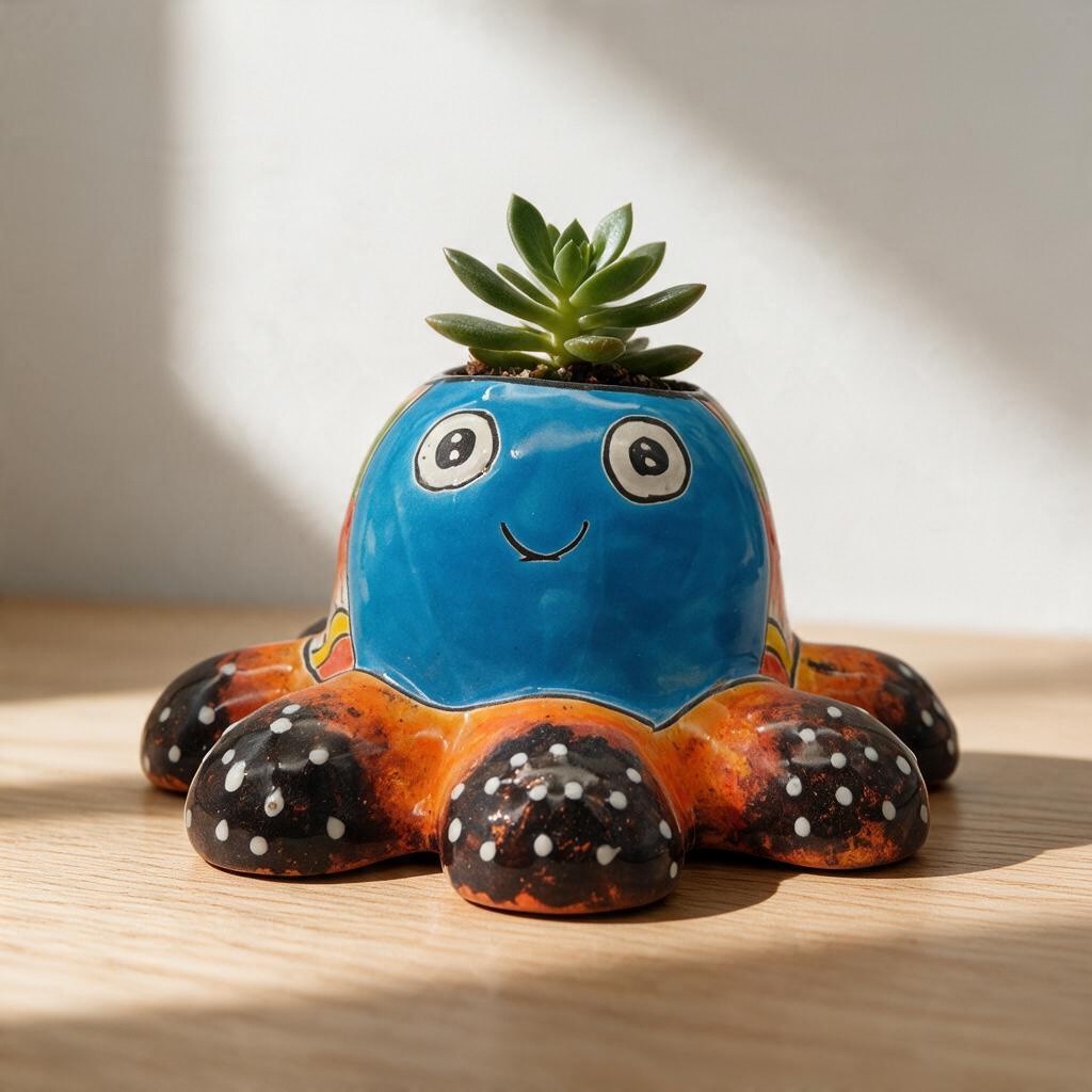 Talavera Octopus Succulent Planter | Hand-Painted Ceramic Pot