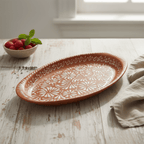 Talavera Oval Platter | Brown & White Tray Talavera Oval Platter La Vie Bien Talavera Oval Platter | Brown & White Tray