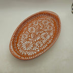 Talavera Oval Platter | Brown & White Tray