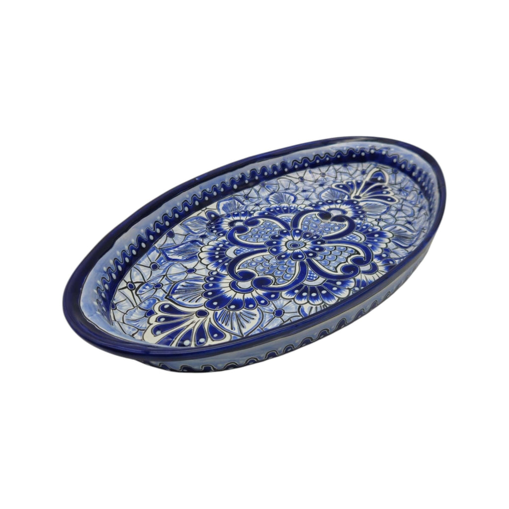 Talavera Oval Serving Platter | Blue & White Mexican Kitchenware Talavera Oval Platter La Vie Bien Talavera Oval Serving Platter | Blue & White Mexican Kitchenware