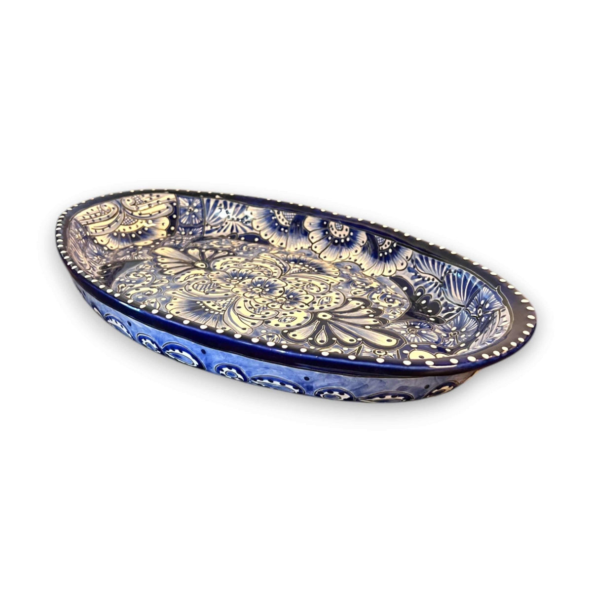 Talavera Oval Serving Platter | Blue & White Mexican Kitchenware Talavera Oval Platter La Vie Bien Talavera Oval Serving Platter | Blue & White Mexican Kitchenware