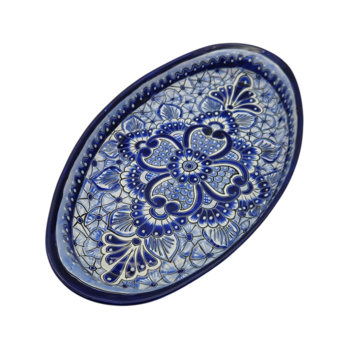 Talavera Oval Serving Platter | Blue & White Mexican Kitchenware Talavera Oval Platter La Vie Bien Talavera Oval Serving Platter | Blue & White Mexican Kitchenware