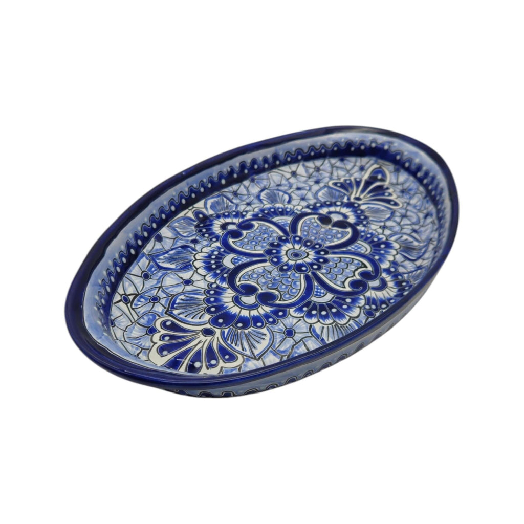 Talavera Oval Serving Platter | Blue & White Mexican Kitchenware Talavera Oval Platter La Vie Bien Talavera Oval Serving Platter | Blue & White Mexican Kitchenware