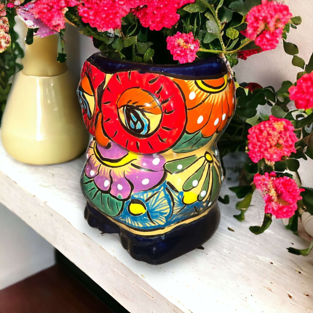 Talavera Owl Planter | Double - Faced Hand - Painted Pottery Talavera Planter La Vie Bien Talavera Owl Planter | Double - Faced Hand - Painted Pottery