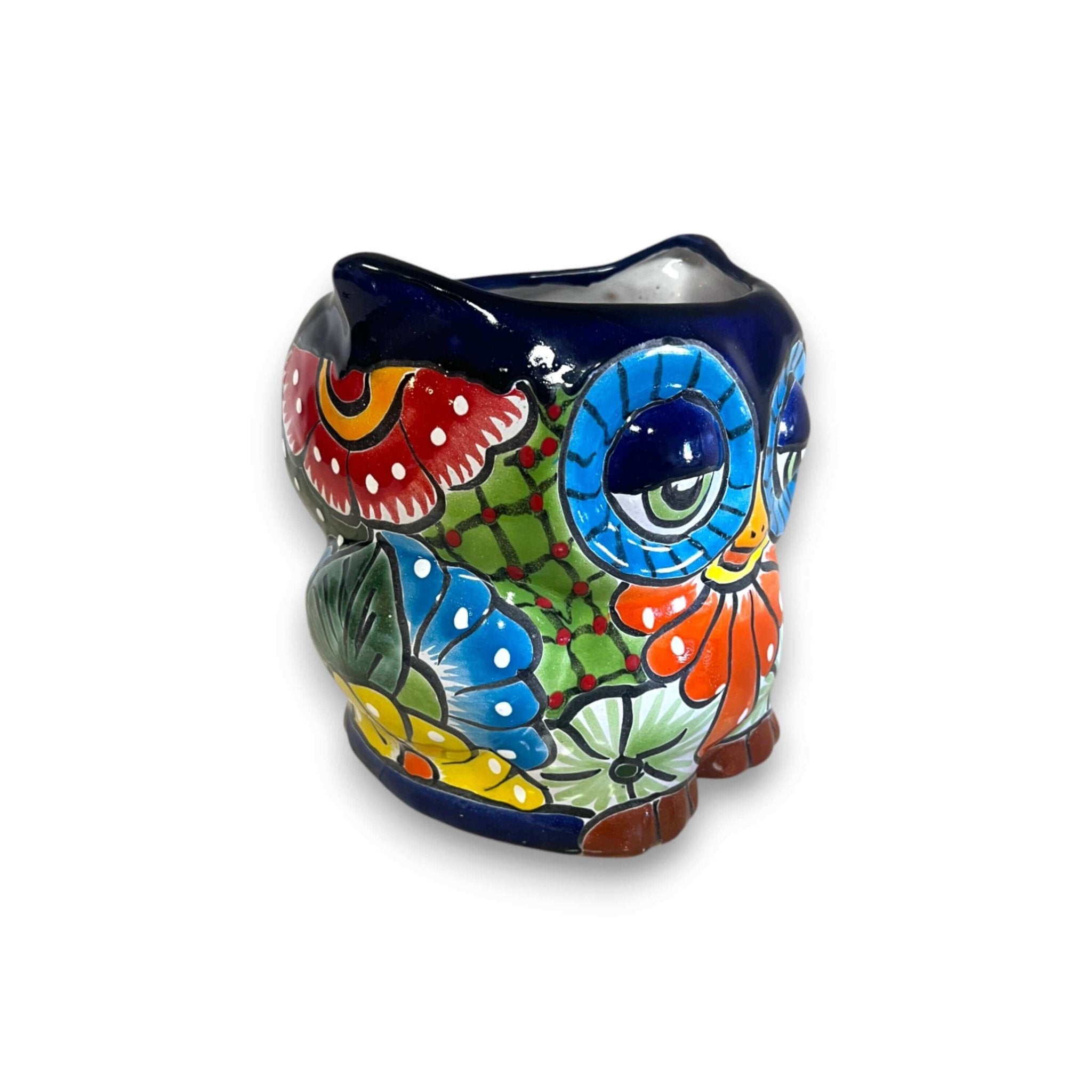 Talavera Owl Planter | Double-Faced Hand-Painted Pottery Talavera Planter La Vie Bien Talavera Owl Planter | Double-Faced Hand-Painted Pottery
