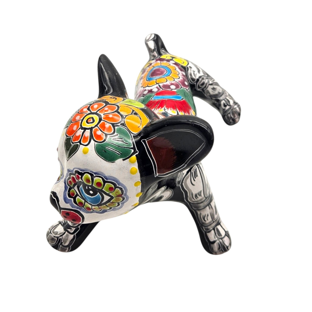 Talavera Peeing Chihuahua | Day of the Dead Mexican Figurine Talavera Figurine La Vie Bien Talavera Peeing Chihuahua | Day of the Dead Mexican Figurine