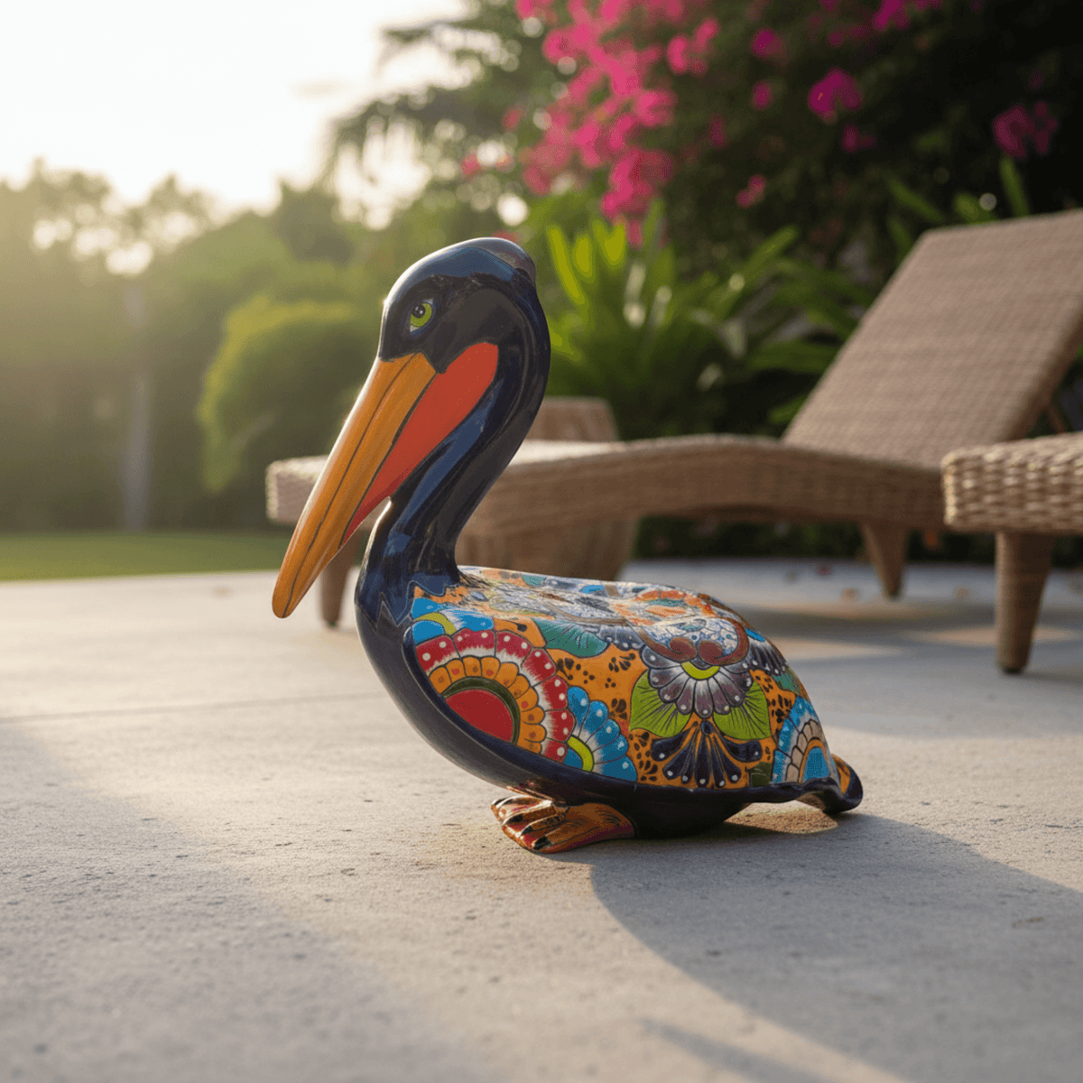 Talavera Pelican Statue | Hand-Painted Mexican Ceramic Decor Talavera Statue La Vie Bien Talavera Pelican Statue | Hand-Painted Mexican Ceramic Decor