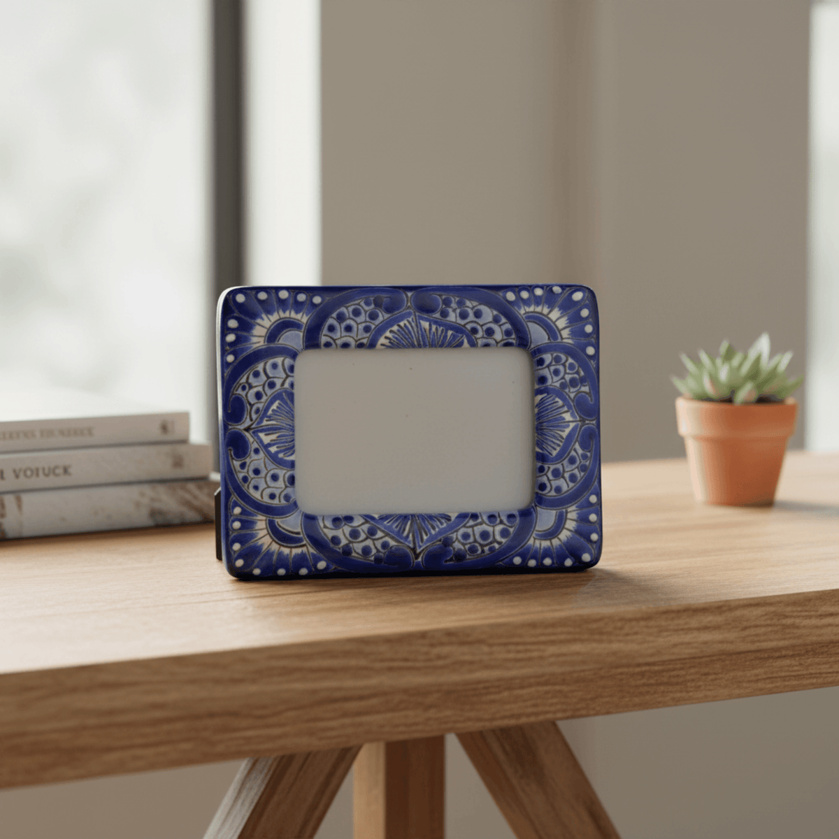 Talavera Picture Frame | Blue & White Floral Design Talavera Picture Frame La Vie Bien Talavera Picture Frame | Blue & White Floral Design