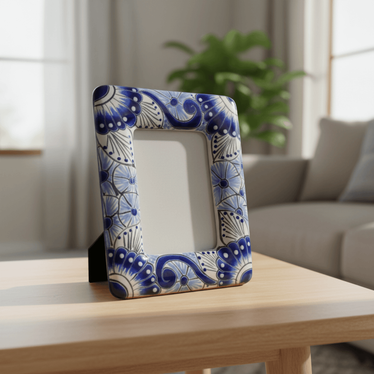 Talavera Picture Frame | Blue & White Floral Design Talavera Picture Frame La Vie Bien Talavera Picture Frame | Blue & White Floral Design
