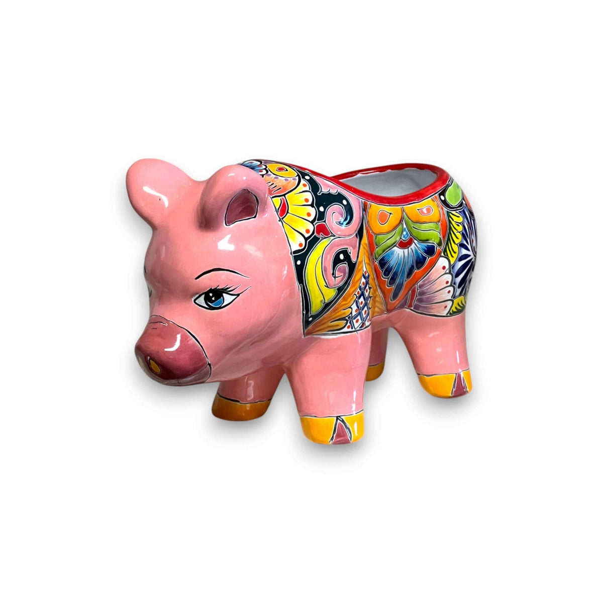 Talavera Pig Planter | Colorful Hand-Painted Mexican Pottery Talavera Planter La Vie Bien Talavera Pig Planter | Colorful Hand-Painted Mexican Pottery