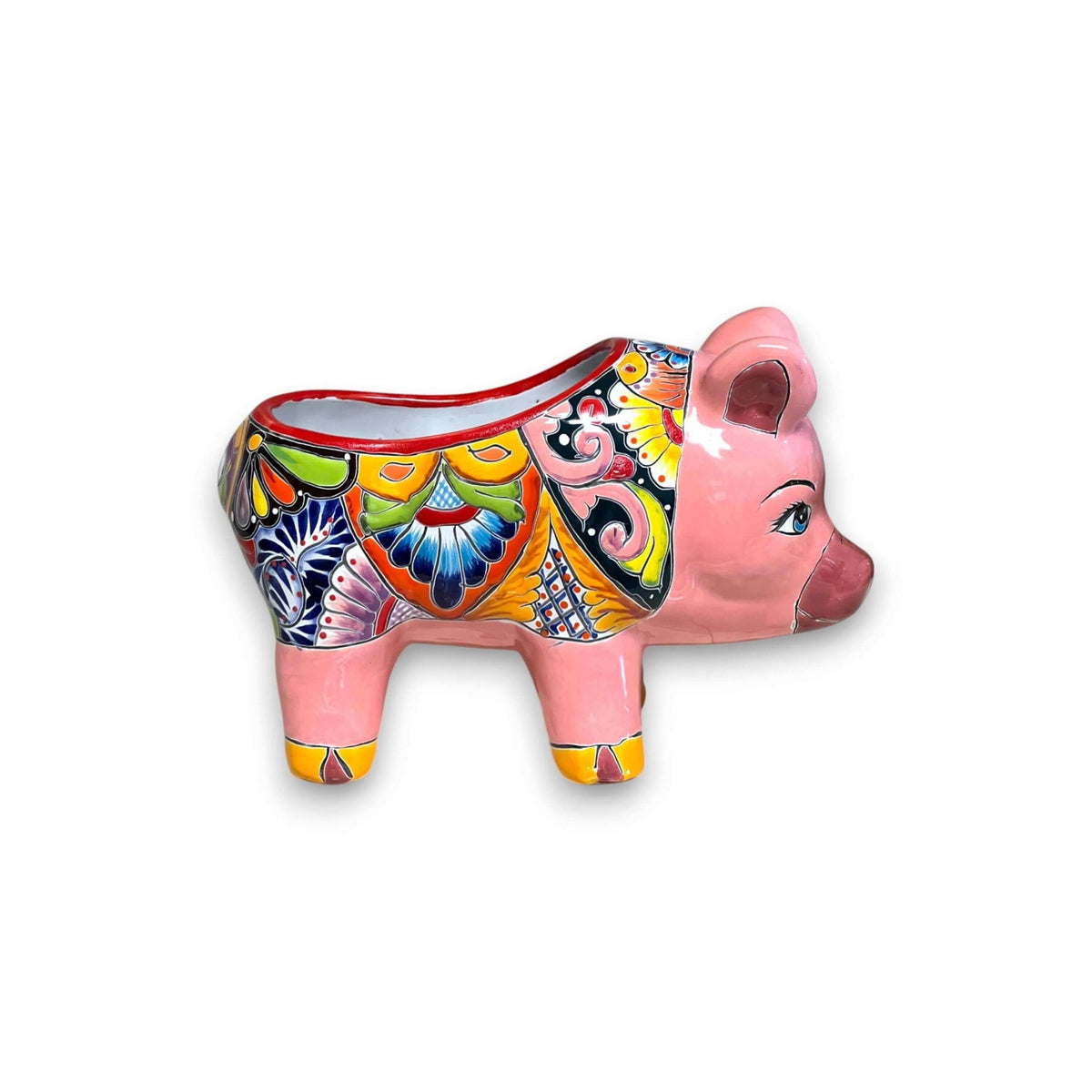 Talavera Pig Planter | Colorful Hand-Painted Mexican Pottery Talavera Planter La Vie Bien Talavera Pig Planter | Colorful Hand-Painted Mexican Pottery