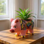 Talavera Pig Planter | Colorful Hand-Painted Mexican Pottery Talavera Planter La Vie Bien Talavera Pig Planter | Colorful Hand-Painted Mexican Pottery