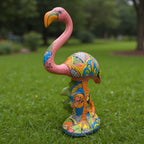 Talavera Pink Flamingo Sculpture | Vibrant Garden Art Talavera Statue La Vie Bien Talavera Pink Flamingo Sculpture | Vibrant Garden Art