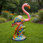 Talavera Pink Flamingo Sculpture | Vibrant Garden Art Talavera Statue La Vie Bien Talavera Pink Flamingo Sculpture | Vibrant Garden Art