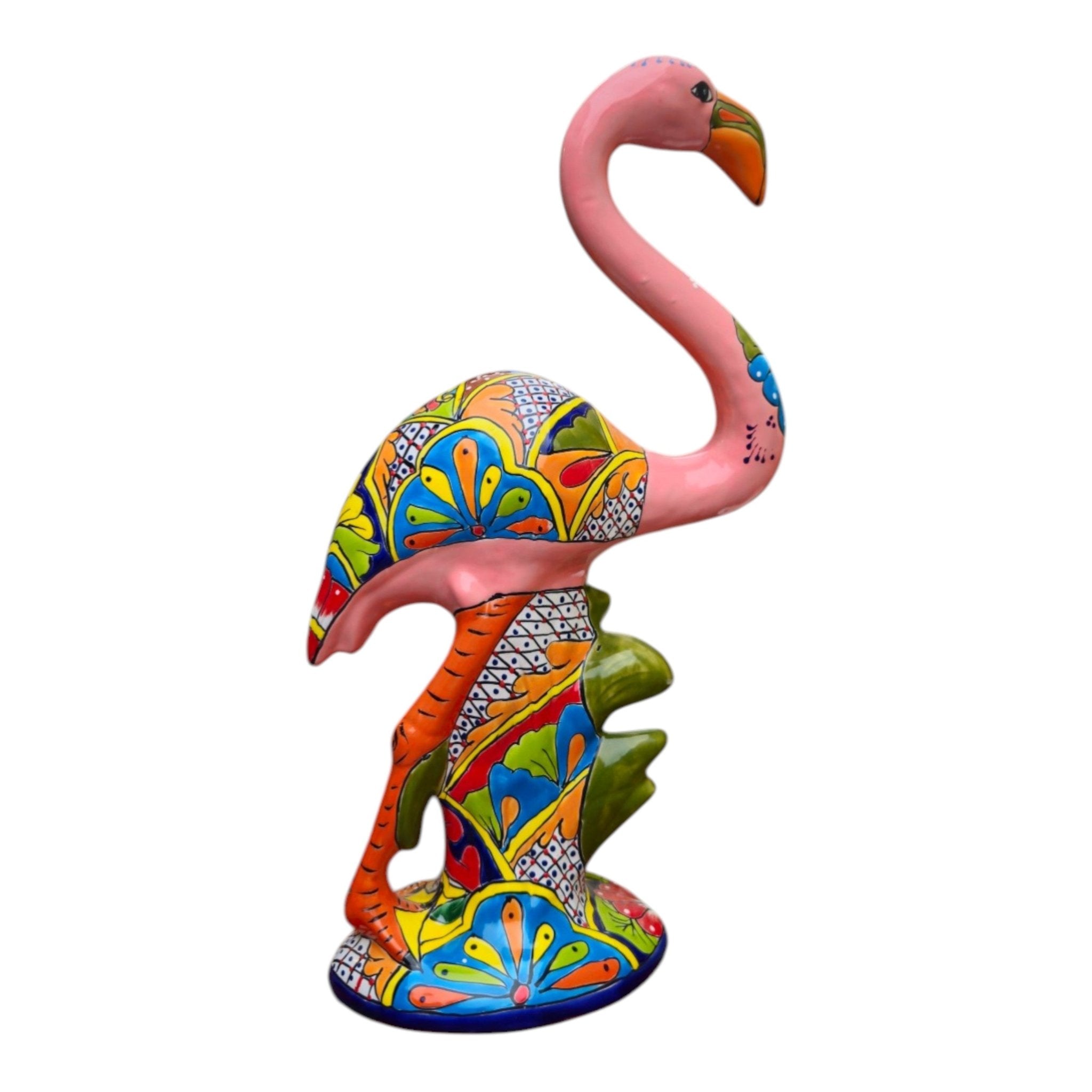 Talavera Pink Flamingo Sculpture | Vibrant Garden Art Talavera Statue La Vie Bien Talavera Pink Flamingo Sculpture | Vibrant Garden Art