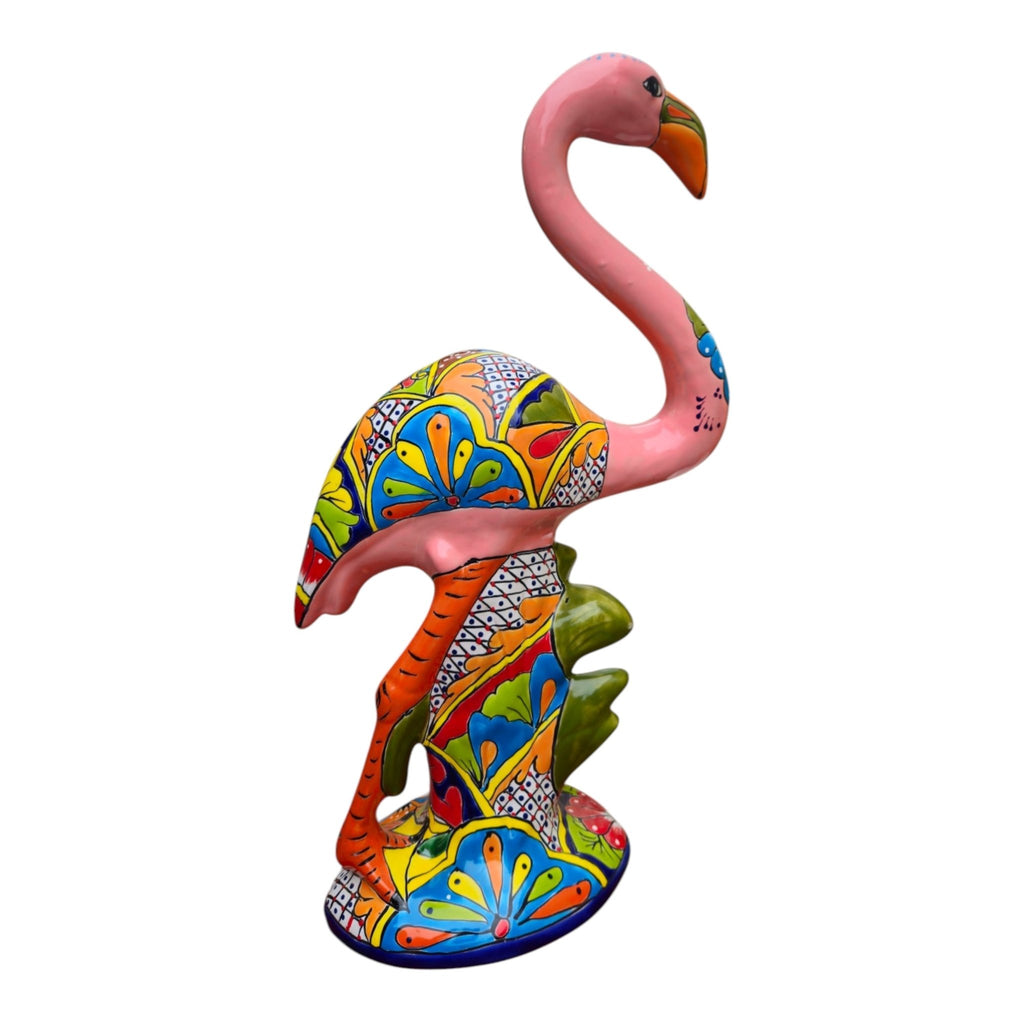 Talavera Pink Flamingo Sculpture | Vibrant Garden Art Talavera Statue La Vie Bien Talavera Pink Flamingo Sculpture | Vibrant Garden Art