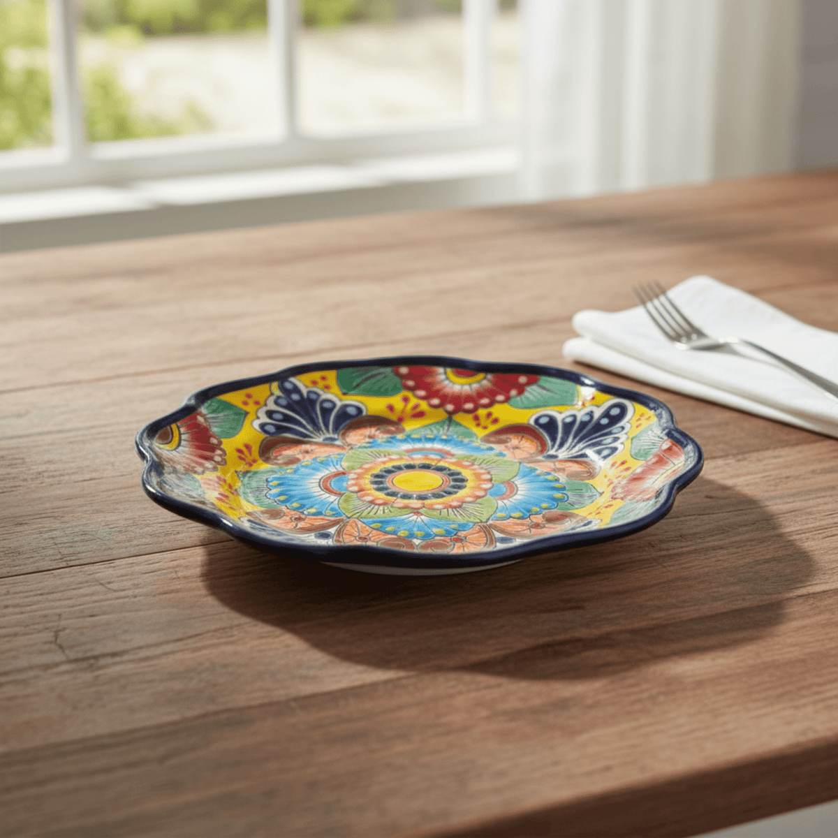 Talavera Plate | Hand-Painted Mexican Folk Art Dinnerware Talavera Plate La Vie Bien Talavera Plate | Hand-Painted Mexican Folk Art Dinnerware