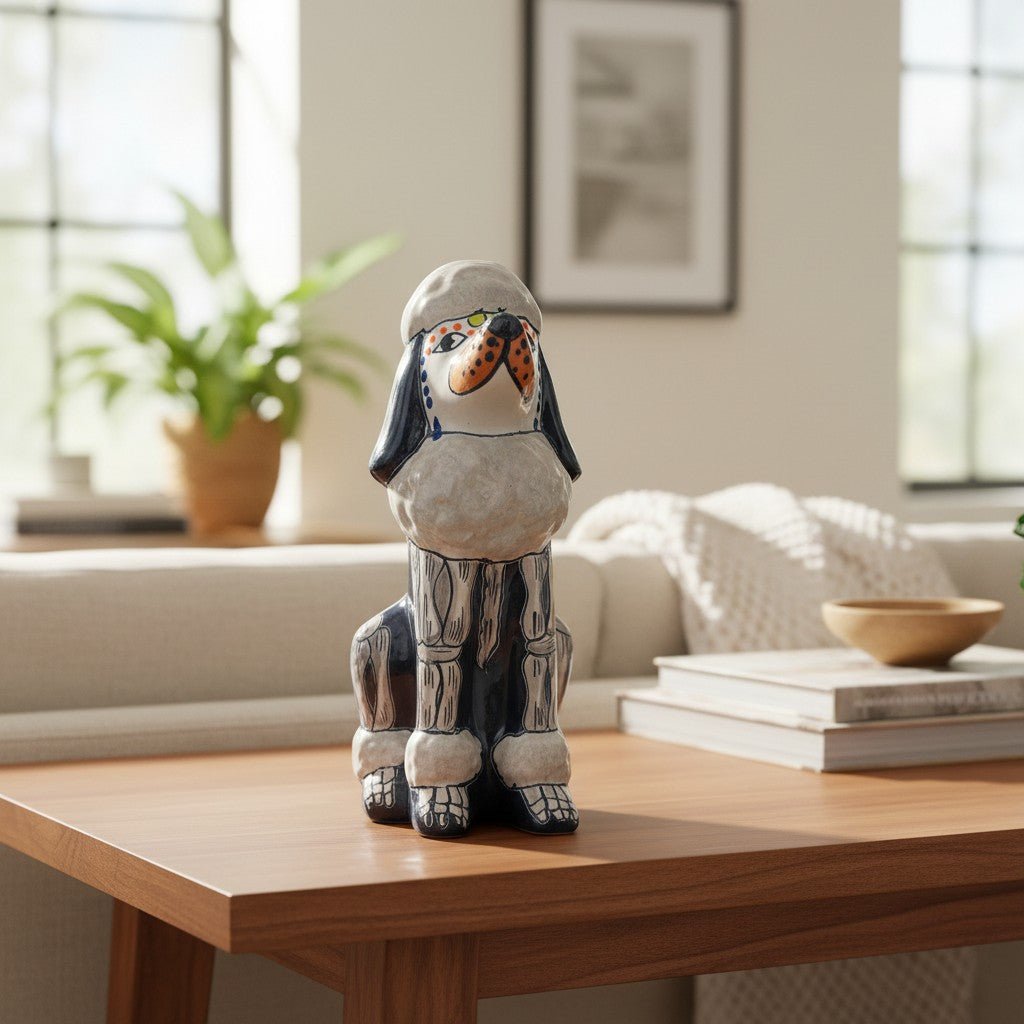 Talavera Poodle Statue | Day of the Dead Ceramic Art Talavera Statue La Vie Bien Talavera Poodle Statue | Day of the Dead Ceramic Art