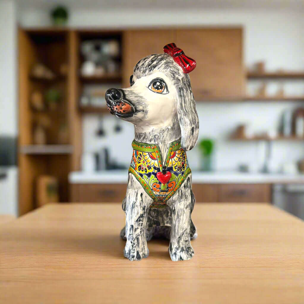 Talavera Poodle Statue | Hand - Painted Mexican Dog Decor Talavera Statue La Vie Bien Talavera Poodle Statue | Hand - Painted Mexican Dog Decor