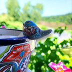 Talavera Pot Perching Bird | Handpainted Mexican Accent Talavera Figurine La Vie Bien Talavera Pot Perching Bird | Handpainted Mexican Accent