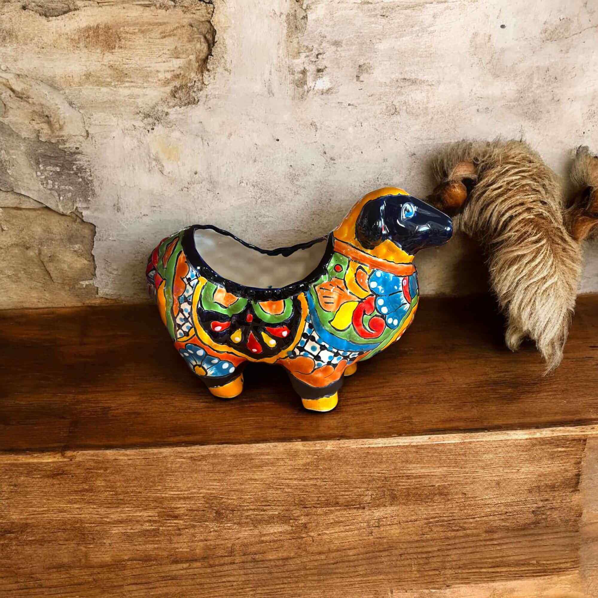 Talavera Ram Planter | Hand-Painted Mexican Ceramic Sheep Pot Talavera Planter La Vie Bien Talavera Ram Planter | Hand-Painted Mexican Ceramic Sheep Pot
