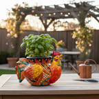 Talavera Rooster Planter | Handcrafted Colorful Mexican Ceramic Pot Talavera Planter La Vie Bien Talavera Rooster Planter | Handcrafted Colorful Mexican Ceramic Pot