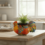 Talavera Rooster Planter | Handcrafted Colorful Mexican Ceramic Pot Talavera Planter La Vie Bien Talavera Rooster Planter | Handcrafted Colorful Mexican Ceramic Pot