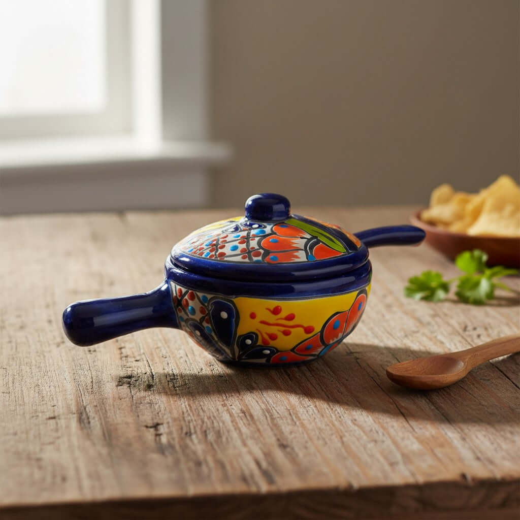 Talavera Salsa Bowl with Lid | Hand-Painted Ceramic Salsera Talavera Salsa Bowl La Vie Bien Talavera Salsa Bowl with Lid | Hand-Painted Ceramic Salsera