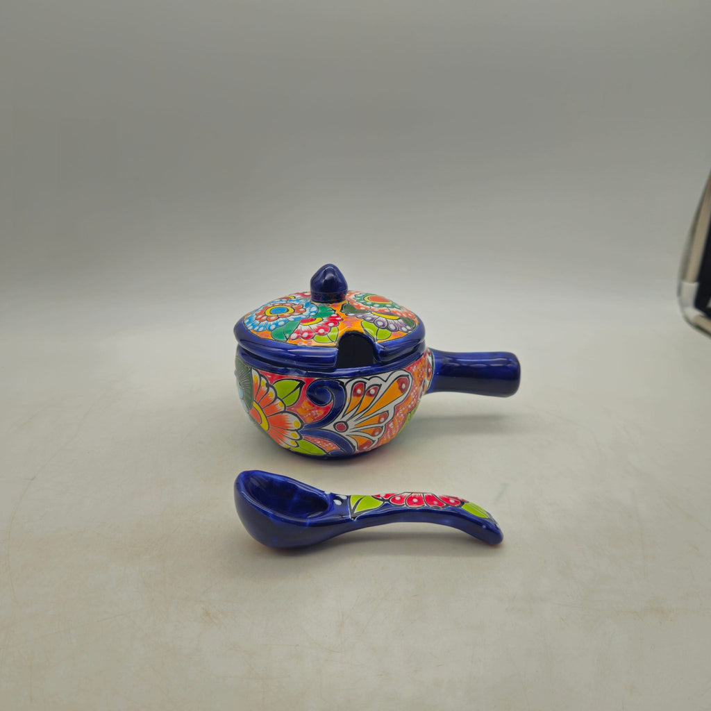 Talavera Salsa Bowl with Lid | Hand-Painted Ceramic Salsera