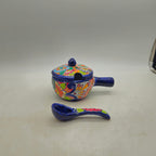 Talavera Salsa Bowl with Lid | Hand-Painted Ceramic Salsera