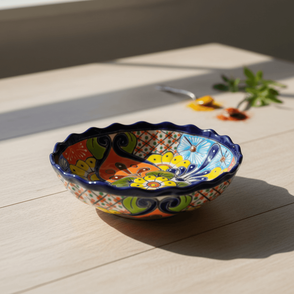 Talavera Scalloped Bowl | Colorful Hand-Painted Mexican Ceramic Talavera Bowl La Vie Bien Talavera Scalloped Bowl | Colorful Hand-Painted Mexican Ceramic