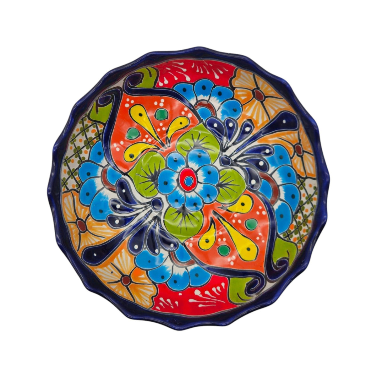 Talavera Scalloped Bowl | Colorful Hand-Painted Mexican Ceramic Talavera Bowl La Vie Bien Talavera Scalloped Bowl | Colorful Hand-Painted Mexican Ceramic