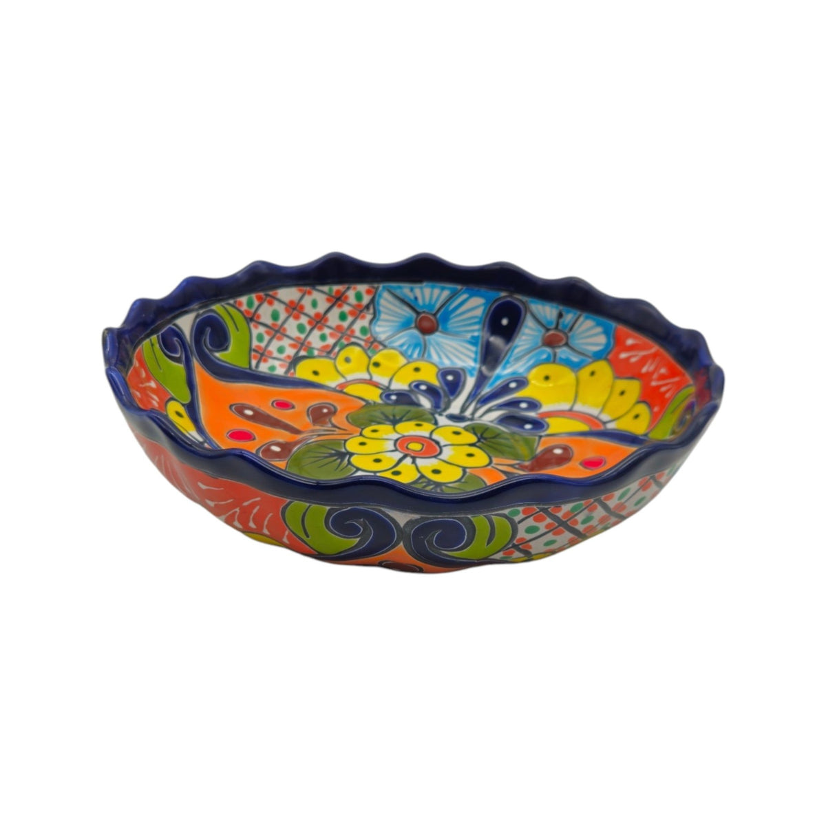 Talavera Scalloped Bowl | Colorful Hand-Painted Mexican Ceramic Talavera Bowl La Vie Bien Talavera Scalloped Bowl | Colorful Hand-Painted Mexican Ceramic
