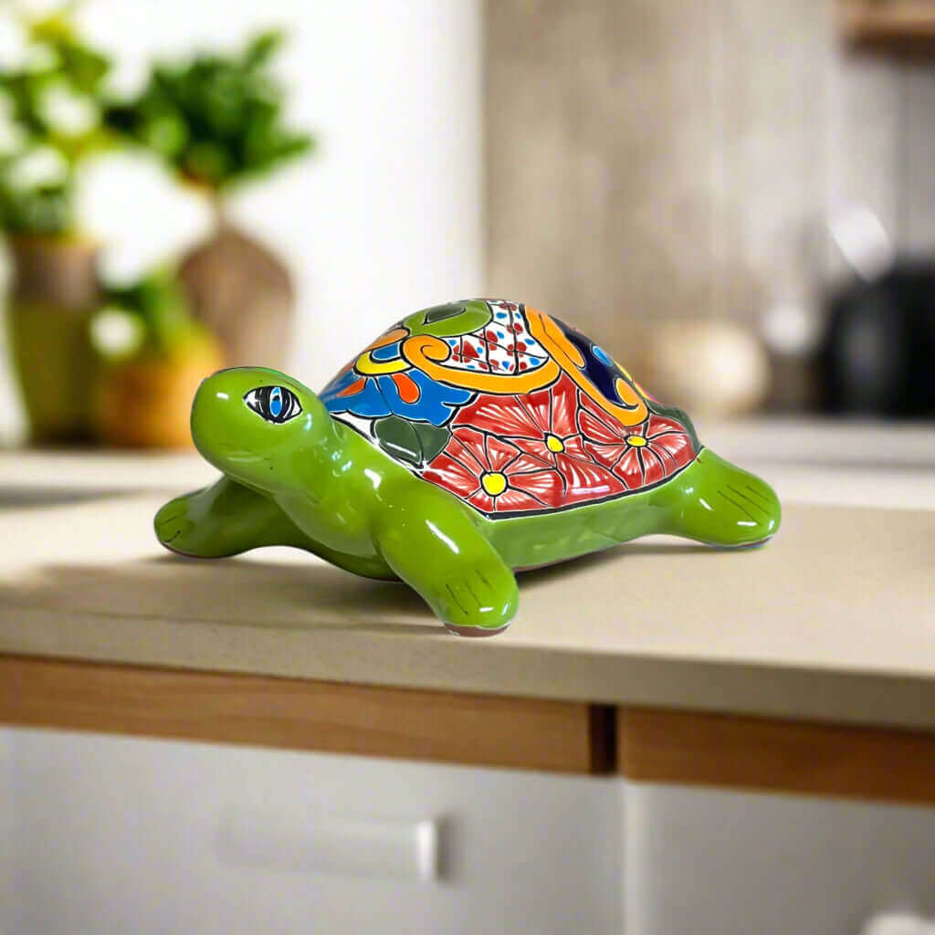 Talavera Sea Turtle Statue | Colorful Hand - Painted Mexican Decor Talavera Statue La Vie Bien Talavera Sea Turtle Statue | Colorful Hand - Painted Mexican Decor