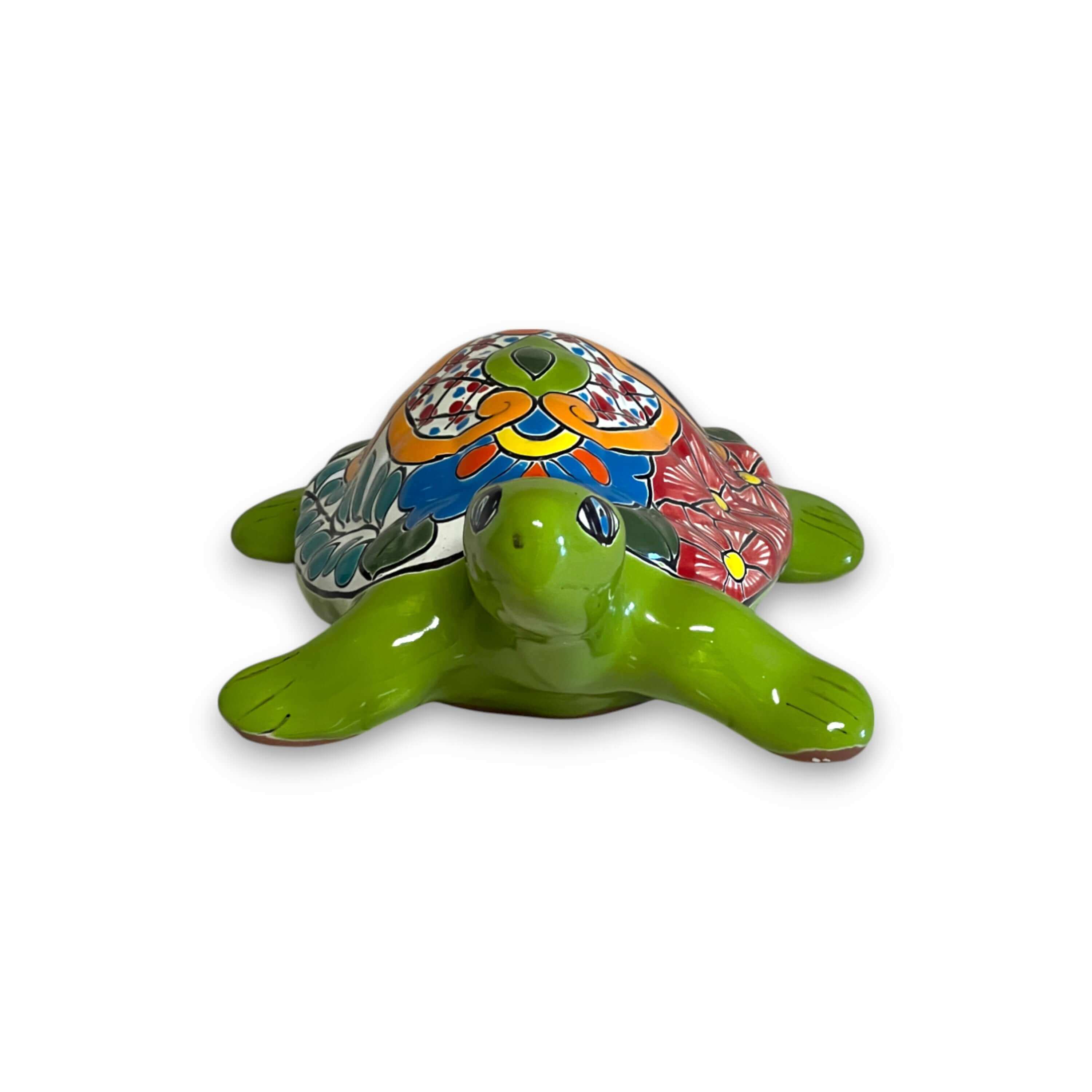Talavera Sea Turtle Statue | Colorful Hand-Painted Mexican Decor