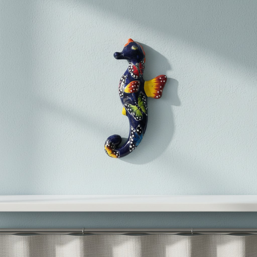 Talavera Seahorse Figurine | Hand-Painted Wall Art Talavera Figurine La Vie Bien Talavera Seahorse Figurine | Hand-Painted Wall Art