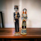 Talavera Skeleton Bride & Groom Set | Day of the Dead Pottery Talavera Statue La Vie Bien Talavera Skeleton Bride & Groom Set | Day of the Dead Pottery